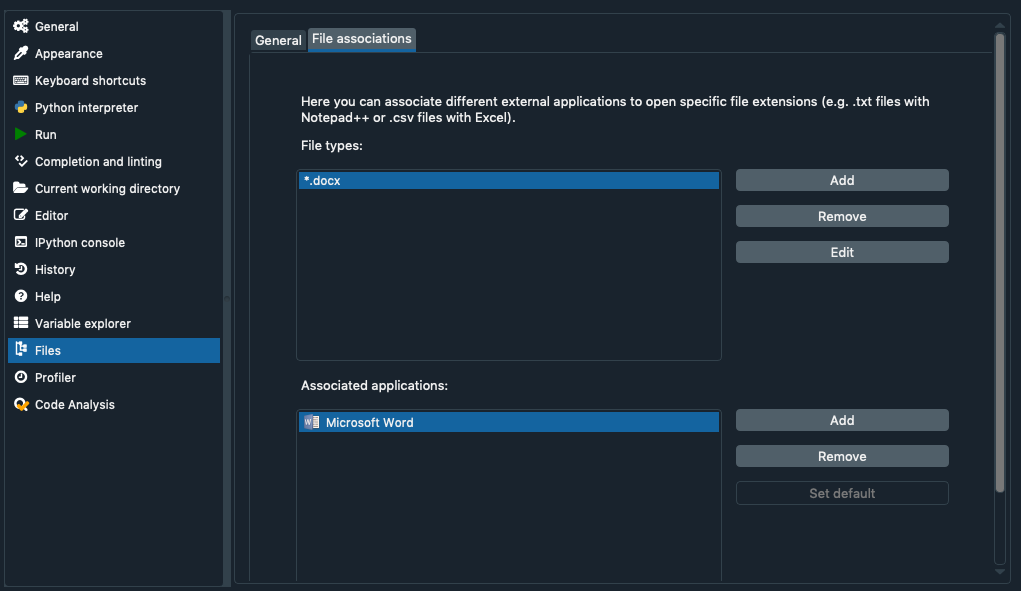 File associations